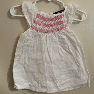 Nautica white blouse, ruffle, pink zig zag, 6-9M